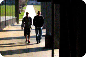 Image of two students walking.